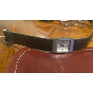 Women's 17mm Timex Watch, Brushed Metal Case with Black Leather Band